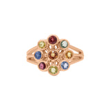 Designer Multi Gemstone Gold Plated 925 Silver Ring