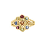 Designer Multi Gemstone Gold Plated 925 Silver Ring