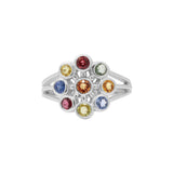 Designer Multi Gemstone Gold Plated 925 Silver Ring