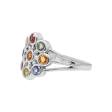 Designer Multi Gemstone Gold Plated 925 Silver Ring
