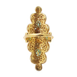 Natural Emerald Gemstone and Polki Diamond 925 Silver Gold Plated Ring