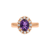 Natural Amethyst and Cubic Zircon Gold Plated 925 Silver Ring