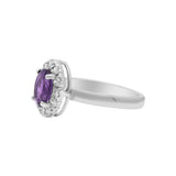 Natural Amethyst and Cubic Zircon Gold Plated 925 Silver Ring