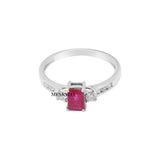Natural Ruby Gemstone with Diamond 18k Yellow Gold ring