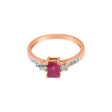Natural Ruby Gemstone with Diamond 18k Yellow Gold ring
