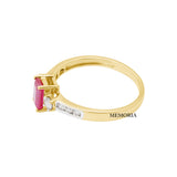 Natural Ruby Gemstone with Diamond 18k Yellow Gold ring