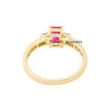 Natural Ruby Gemstone with Diamond 18k Yellow Gold ring