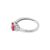 Natural Oval Cut Ruby Gemstone & Diamond 18k White Gold Designer Healing Ring For Women