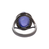 Natural Tanzanite With Diamond 925 Silver Black Rhodium Plated Ring