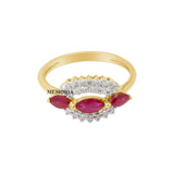Ruby Birthstone and Diamond 18k Yellow Gold Ring
