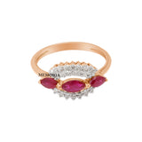Ruby Birthstone and Diamond 18k Yellow Gold Ring
