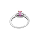Natural Oval Cut Ruby Gemstone & Diamond 18k White Gold Designer Healing Ring For Women