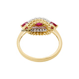 Ruby Birthstone and Diamond 18k Yellow Gold Ring