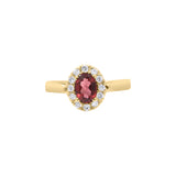 Natural Garnet and Cubic Zircon Gold plated 925 Silver Ring