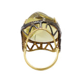 Natural Lemon Quartz and Diamond 925 Sterling Silver Gold Plated Ring