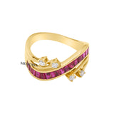 Natural Ruby With Diamond 14k Yellow Gold ring