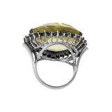 Natural Lemon Quartz, Tsavorite and Diamond 925 Sterling Silver Gold Plated Ring