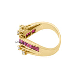 Natural Ruby With Diamond 14k Yellow Gold ring