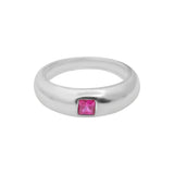 Natural Square Shaped Ruby Gemstone 925 Silver Gold plated Band Ring
