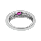 Natural Square Shaped Ruby Gemstone 925 Silver Gold plated Band Ring