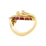 Natural Ruby With Diamond 14k Yellow Gold ring