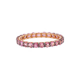 Natural Pink Tourmaline Gold plated 925 Silver Band Ring