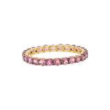 Natural Pink Tourmaline Gold plated 925 Silver Band Ring