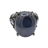 Natural Blue Star, Sapphire and Diamond 925 Sterling Silver Ring