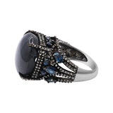 Natural Blue Star, Sapphire and Diamond 925 Sterling Silver Ring