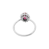 Natural Ruby Oval Cut Gemstone and Diamond 18k White Gold Classy Ring For Womens