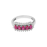 Luxurious Natural Ruby Gemstone and Diamond 18k White Gold Designer Ring For Womens