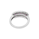 Luxurious Natural Ruby Gemstone and Diamond 18k White Gold Designer Ring For Womens