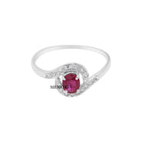 Natural Ruby Oval Cut Gemstone and Diamond 14k Yellow Gold Ring