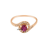 Natural Ruby Oval Cut Gemstone and Diamond 14k Yellow Gold Ring