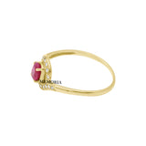 Natural Ruby Oval Cut Gemstone and Diamond 14k Yellow Gold Ring