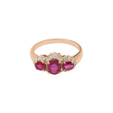 Unique Shaped 14k White Gold Natural Ruby Gemstone and Diamond Ring For Women