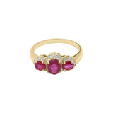 Unique Shaped 14k White Gold Natural Ruby Gemstone and Diamond Ring For Women