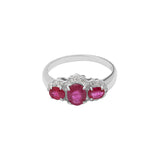 Unique Shaped 14k White Gold Natural Ruby Gemstone and Diamond Ring For Women