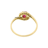 Natural Ruby Oval Cut Gemstone and Diamond 14k Yellow Gold Ring
