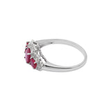 Unique Shaped 14k White Gold Natural Ruby Gemstone and Diamond Ring For Women