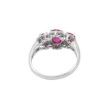 Unique Shaped 14k White Gold Natural Ruby Gemstone and Diamond Ring For Women