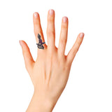 Natural Snake Ruby & Diamond 925 Sterling Silver Black Rhodium Plated Ring