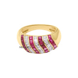Designer Ruby Gemstone and Diamond 14k Yellow Gold Handmade Ring