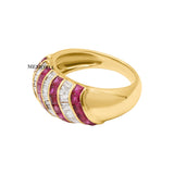 Designer Ruby Gemstone and Diamond 14k Yellow Gold Handmade Ring
