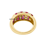 Designer Ruby Gemstone and Diamond 14k Yellow Gold Handmade Ring