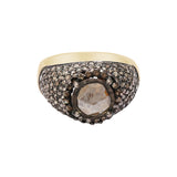 Natural Polki Diamond 925 Sterling Silver Gold Plated Ring