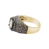 Natural Polki Diamond 925 Sterling Silver Gold Plated Ring