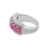 Natural Ruby Gemstone and Diamond 925 Sterling Silver Ring