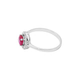 Natural Ruby Round Shaped Gemstone and Diamond 14k White Gold Unique Ring For Womens