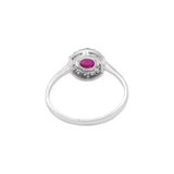 Natural Ruby Round Shaped Gemstone and Diamond 14k White Gold Unique Ring For Womens